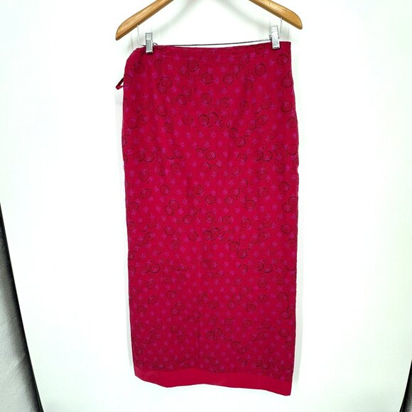 Express Womens Silk Wrap Maxi Pencil Skirt Size 9 10 Vintage 90s Boho Pink World - Picture 3 of 8